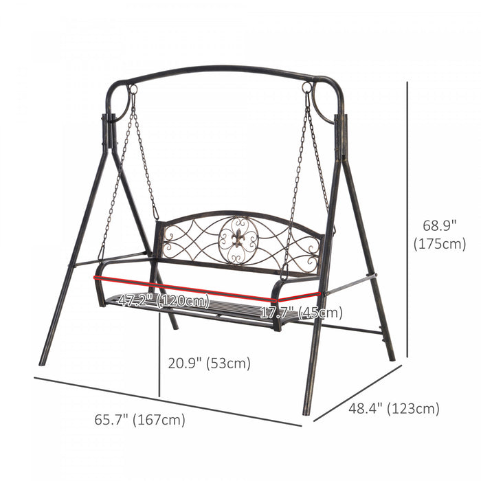 Outsunny Balancelle De Porche 2 Places, Balancoire Pour Jardin, Noir