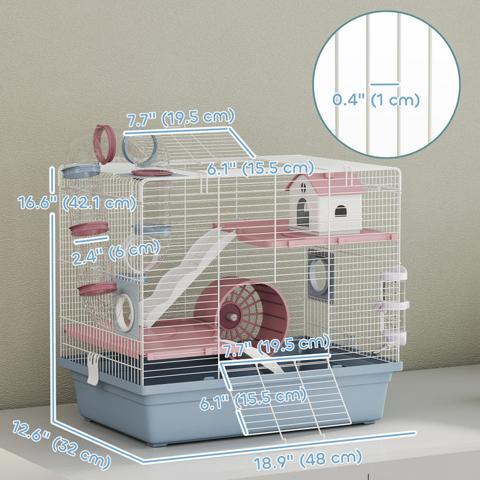 Cage PawHut pour Hamster, Maison pour Petits Animaux a 3 Niveaux