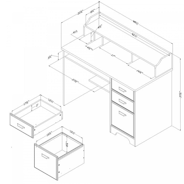 Versa Bureau De Travail Pour Ordinateur Avec Huche - Chene Vieilli