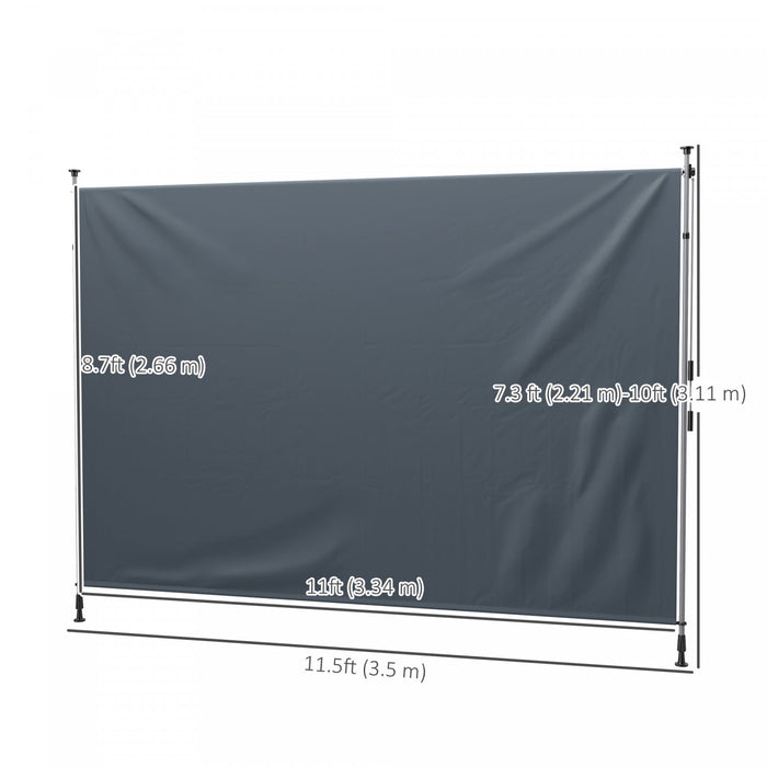 Outsunny Auvent De Patio Retractable, Ecran De Confidentialite, Gris Fonce