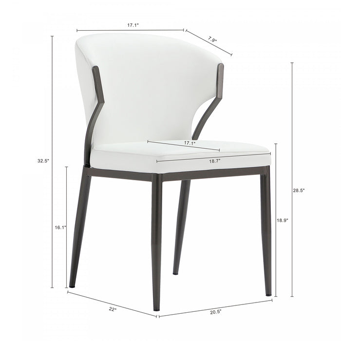 Chaise de salle a manger moderne en metal et cuir vegetalien Kirsten, blanc - Lot de 2