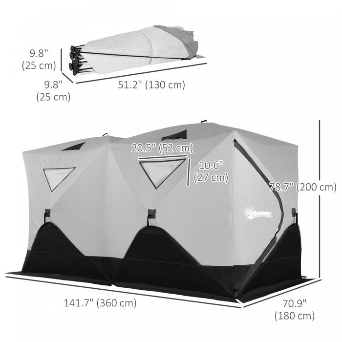 Outsunny Tente De Peche Sur Glace Pour 8 Personnes, - 30℃, Gris