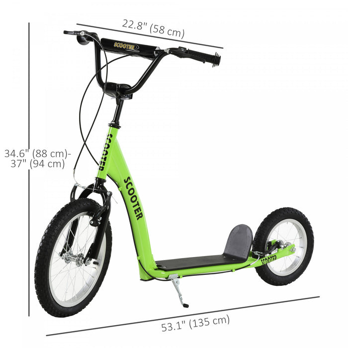 Aosom Trottinette Pour Enfants Avec Guidon Reglable Et Double Frein, Vert