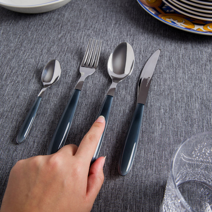 Ensemble De Couverts En Acier Inoxydable Italien Arimi Nilu 24 Pieces - Service Pour 6 Personnes - Manche Gris