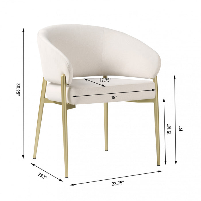 Jeremy Chaises De Salle A Manger Modernes, Ensemble De 2, Chaises Laterales Tapisees En Tissu Avec Structure Metallique, Beige