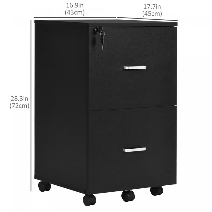 Vinsetto Classeur De Bureau Mobile A 2 Tiroirs Avec Serrure