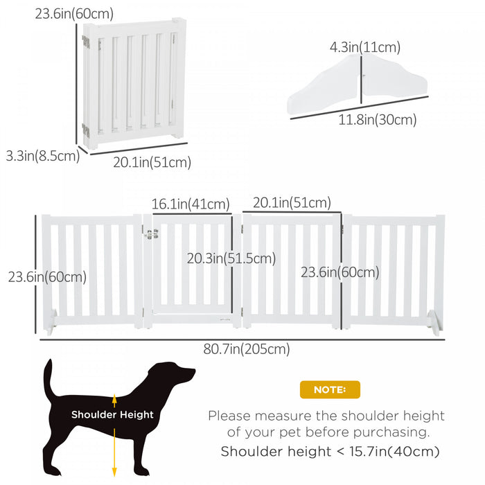 Pawhut Porte Pour Chien Pliable Avec Porte, 3 Panneaux Porte Pour Animaux De Compagnie Autoportante Avec Pieds De Soutien Parc Interieur Pour Chiens Moyens Et Ci-dessous, Blanc
