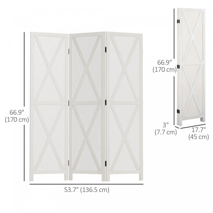 Homcom Ecran De Confidentialite A 3 Panneaux Design Pliable 5,6 Pi, Blanc