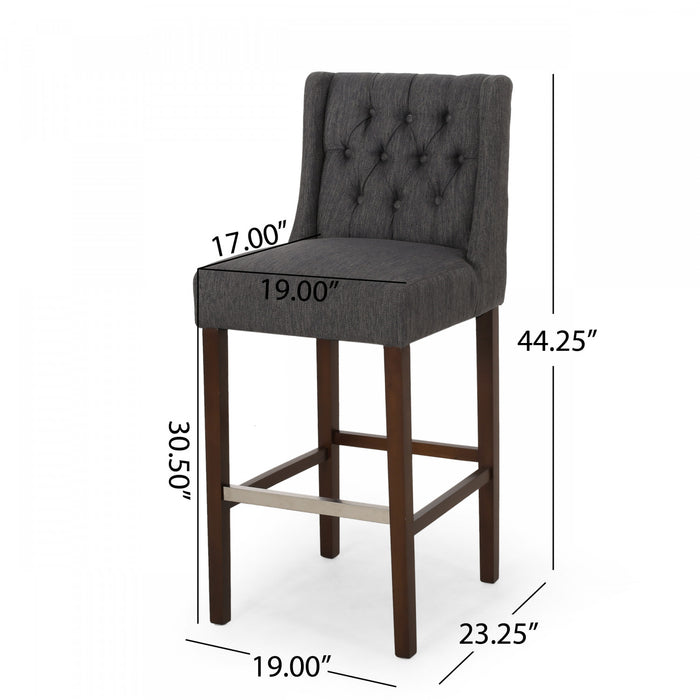 Ensemble De 2 Tabourets De Bar Bruce De 30,5 Po – Hauteur Comptoir – Pattes En Metal Et Tissu Rembourre, Gris Charbon