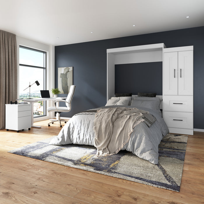 Lit double escamotable Edge de Bestar avec garde-robe (85 po [L]) - blanc
