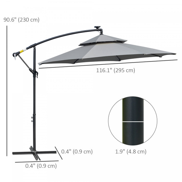 Outsunny Parasol A Energie Solaire De 10 Pi Avec Manivelle Et Base Croisee