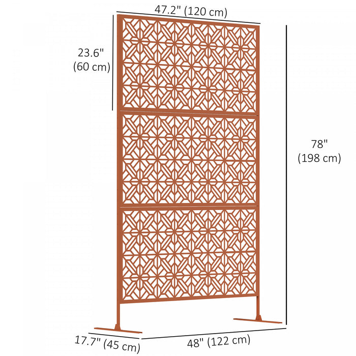 Outsunny Ecran De Confidentialite Exterieur En Metal, Marron