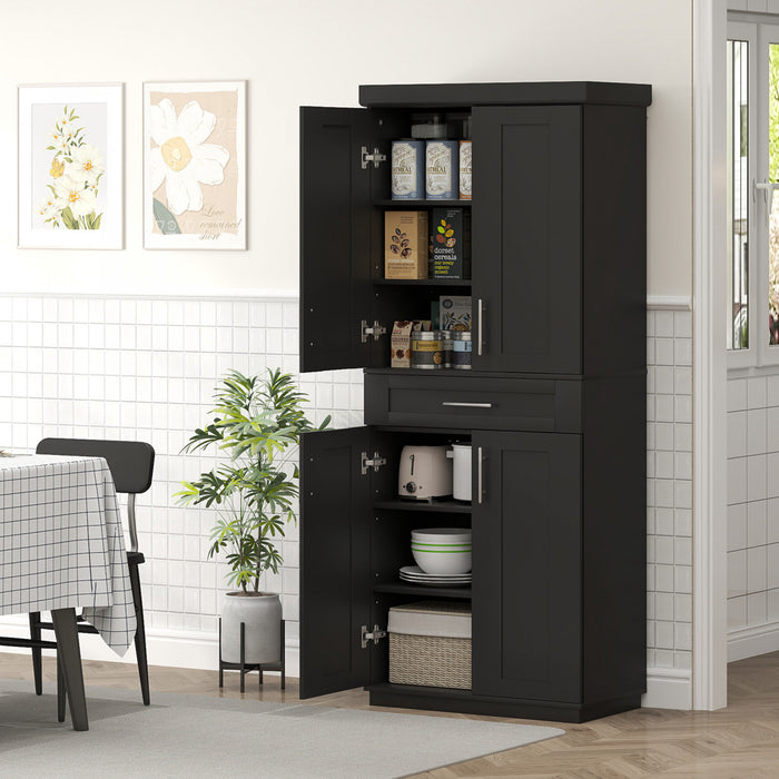 HOMCOM Garde-manger de cuisine moderne avec etageres, noir