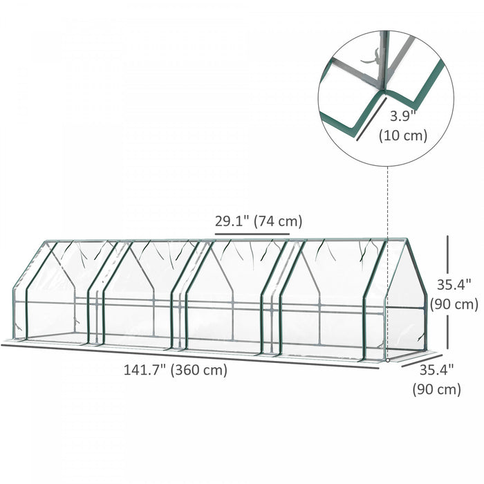 Outsunny Serre Portative 12' X 3' X 3', Serre Tunnel Transparente