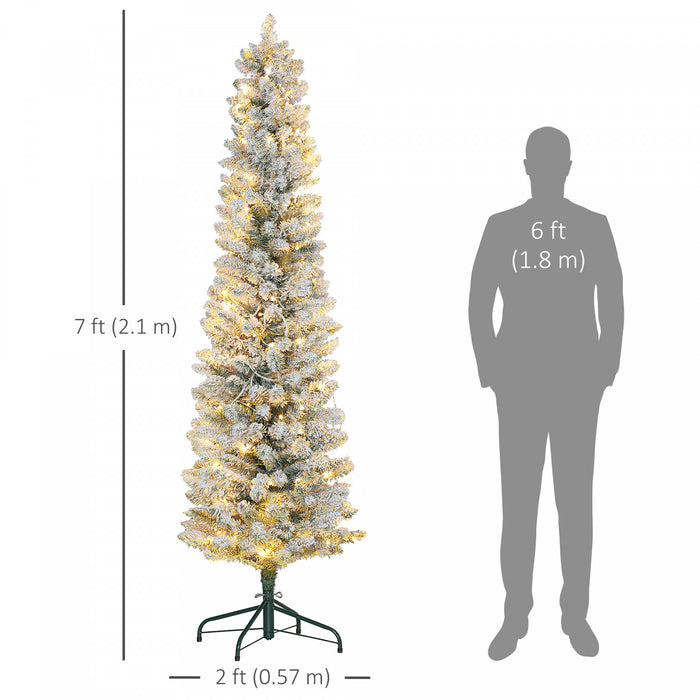 Homcom Arbre De Noel Artificiel Floque Enneige De 7 Pieds Avec Lumieres