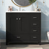 Derek 36 Inch Modern Bathroom Vanity with Ceramic Sink & Multi Storage, Black | Meuble de salle de bain moderne Derek 36 pouces avec lavabo ceramique et rangement multiple, noir