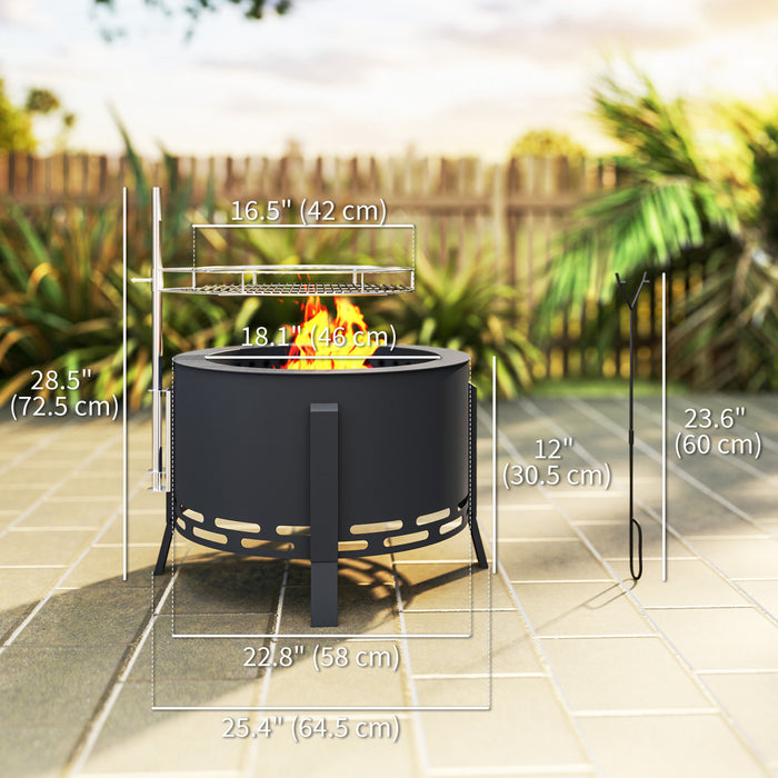 Outsunny Foyer D'exterieur Avec Grille De Cuisson, Recuperateur De Cendres