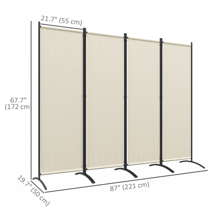 Outsunny Separateur De Piece, Ecran De Confidentialite Roulant 5.6pi, Creme
