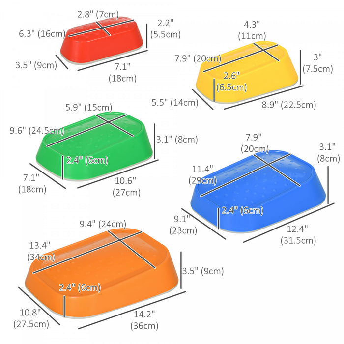Outsunny 5 Pieces D'equilibre Pour Enfants, Parcours D'obstacles, Jeu Sensoriel, Pierres De Riviere, Jeux D'interieur Et D'exterieur Pour 3 A 8 Ans, Empilables