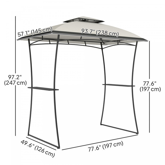 Outsunny Tonnelle De Barbecue A Deux Niveaux 8' X 5', Gris Clair