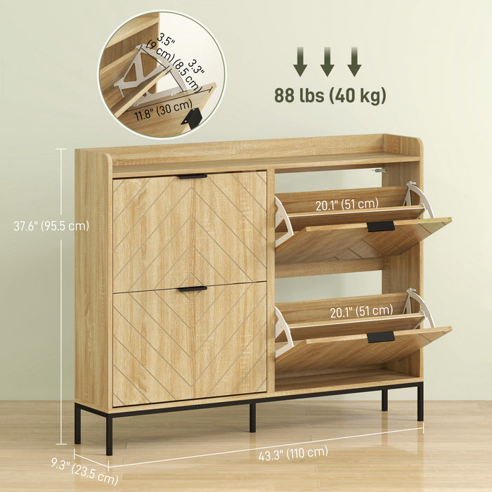 HOMCOM Meuble a chaussures, meuble de rangement pour chaussures, chene