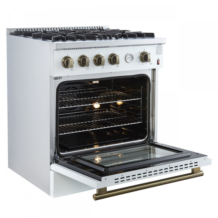 Cuisiniere a gaz Marco 30 pouces blanche, 4,32 pi³ – FFSGS6277-30WHT