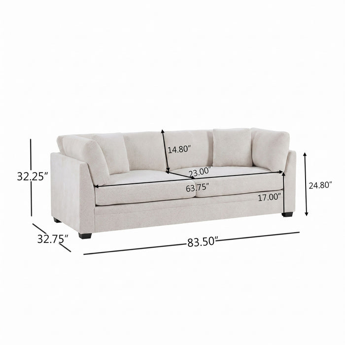 Flare Canape Moderne 83.5 po a Accoudoirs Evases et Coussin Haute Densite, Beige