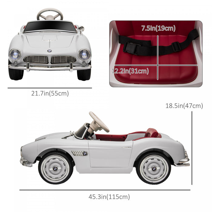 Aosom Voiture Electrique 12 V Pour Enfants Avec Telecommande, Vehicule Electrique Alimente Par Batterie Avec Transport Facile, Lumieres, Mp3, Systeme De Suspension, Blanc