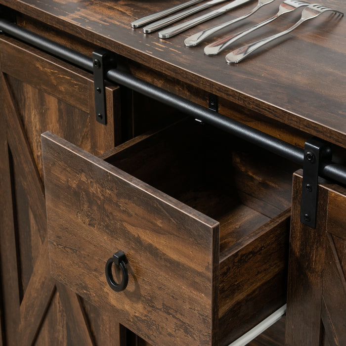 HOMCOM Buffet Industriel Cuisine avec Portes Coulissantes Grange