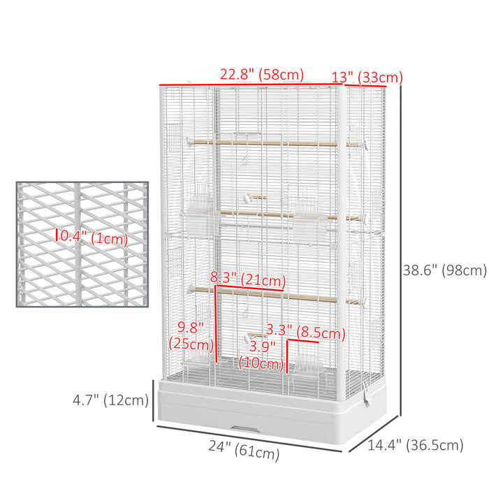 Cage A Oiseaux 39 Po Avec Plateau, Recipients Alimentaires