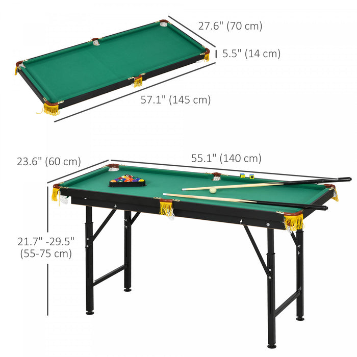 Soozier Ensemble De Table De Billard Pliante De 55 Po Reglable, Vert