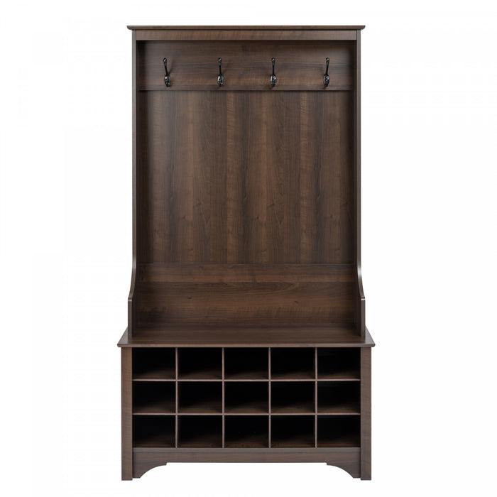 Portemanteau avec rangement pour chaussures - espresso