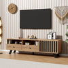 Lucas TV Stand with Storage Drawers and Open Shelving,Natural | Lucas meuble TV – meuble avec tiroirs de rangement et etageres ouvertes, finition naturelle