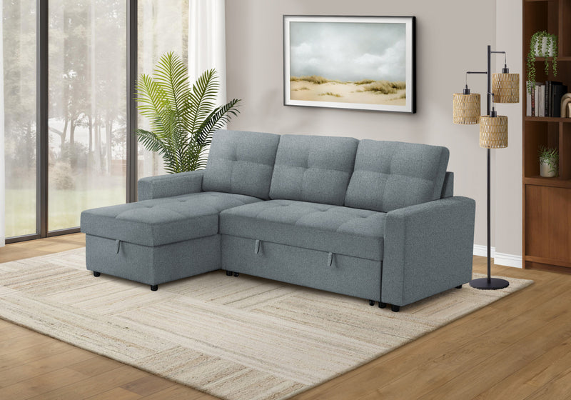 Canape Lit, 90\" Longueur, Canape-Lit Convertible, Chaise De Rangement, Tissu Bleu Clair