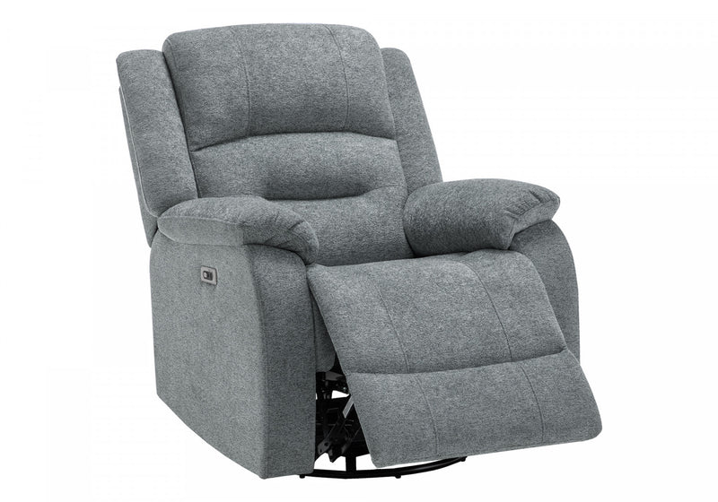 Grand Fauteuil Rembourre Inclinable, Port Usb Inclus, Tissu Bleu, Transitionnel