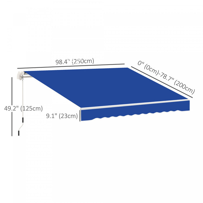 Outsunny Abri Retractable Manuel Pour Parasol De Patio, Bleu