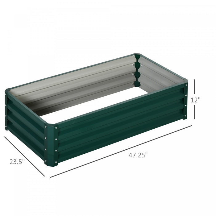 Outsunny Parterre De Fleur Rectangulaire Potager De Jardin Jardinieres Bac A Fleurs Panneaux Modulables En Acier Dim. 47.25\"l X 23.5\"l X 12\"h Vert