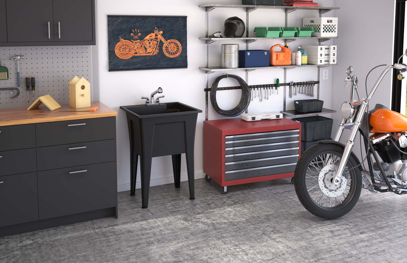 Armoire d’appoint Palary avec cuve pour la buanderie - noire