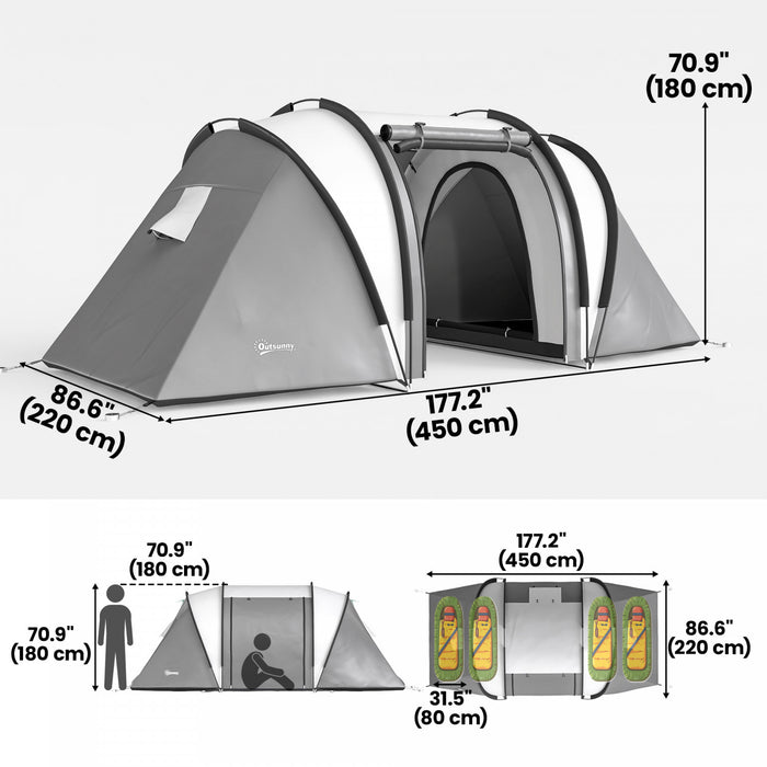 Outsunny Tente de Camping avec 2 Chambres et Espace de Vie, Impermeable 3000mm