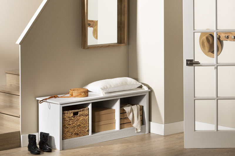 Banc de rangement Toza pour vestibule - pin blanc