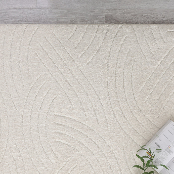 Tapis A Poils Longs Lavable En Velours Creme Crescent 8'x10'