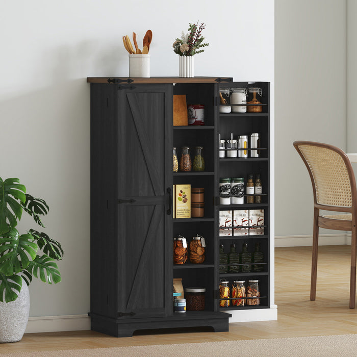 HOMCOM Armoire de cuisine avec etageres reglables, noir