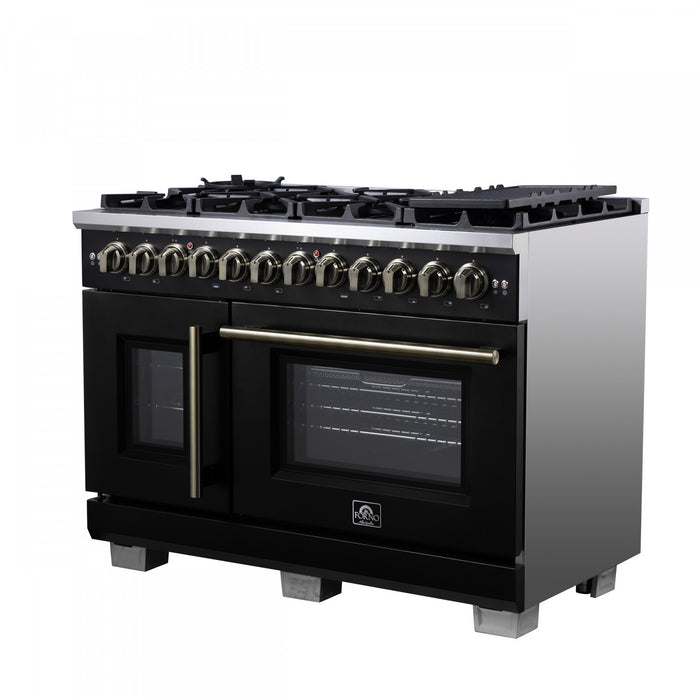 Cuisiniere a double combustible Capriasca 48 po, noire, 6.58 pi³ – FFSGS6387-48BLK