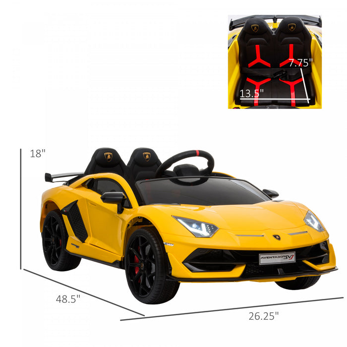 Aosom Jouet De Voiture Electrique Pour Enfants A Piles 12 V Compatible Avec Telecommande Parentale Lumieres Musicales Roues De Suspension Bluetooth Pour 3 A 8 Ans Jaune