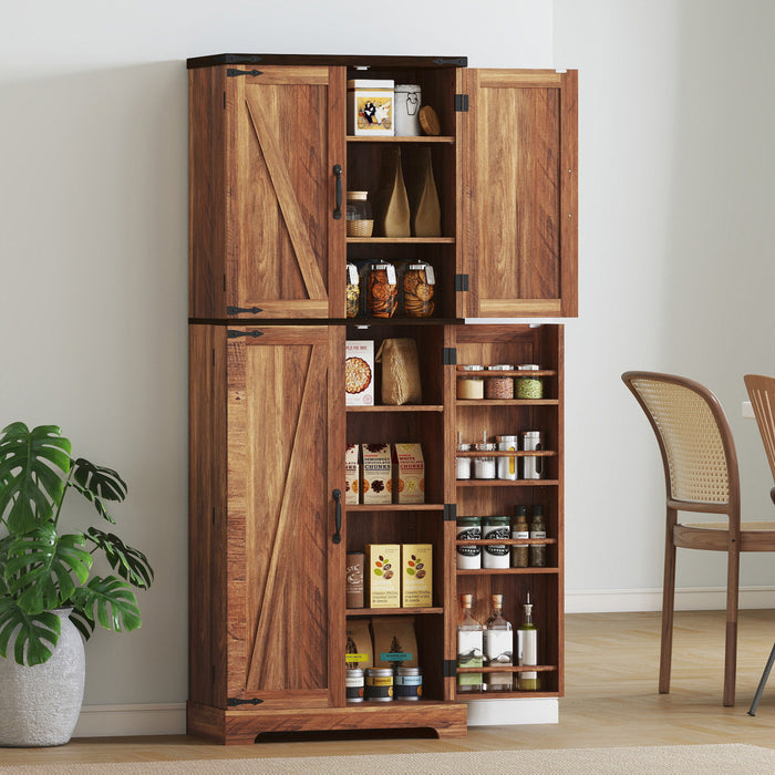 HOMCOM Armoire de cuisine, garde-manger de 64 po avec tablettes reglables