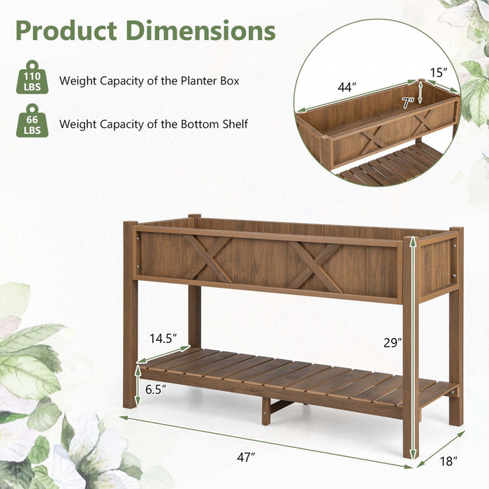 Costway Hips Souleve Lit De Jardin Poly Bois Eleve Planter Boite Avec Les Jambes, Cafe Etagere De Stockage