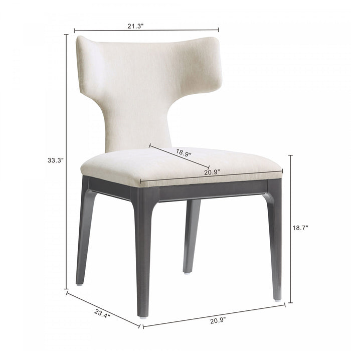 Chaise laterale en bois et chenille creme style mid-century Eloria - Lot de 2