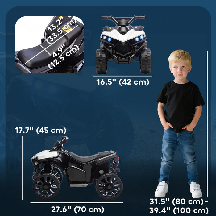 Quad ATV Enfant Qaba avec Musique et Lumieres, Pour Garcons et Filles 37-72 Mois, Blanc