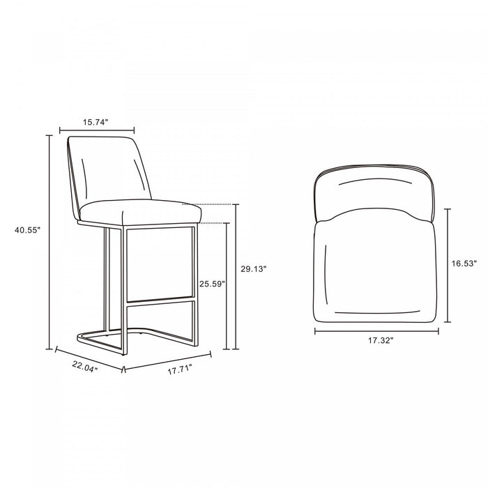Tabouret de bar moderne en metal et tissu Serena, coloris taupe