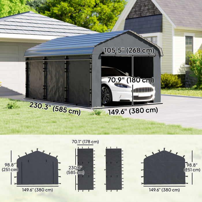 Outsunny Parois laterales de remplacement pour abri voiture 12' x 20', gris fonce